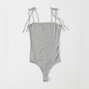 Abercrombie & Fitch Bodysuit Womens Gray Tie Ribbed Soft Basics Tank Size S
